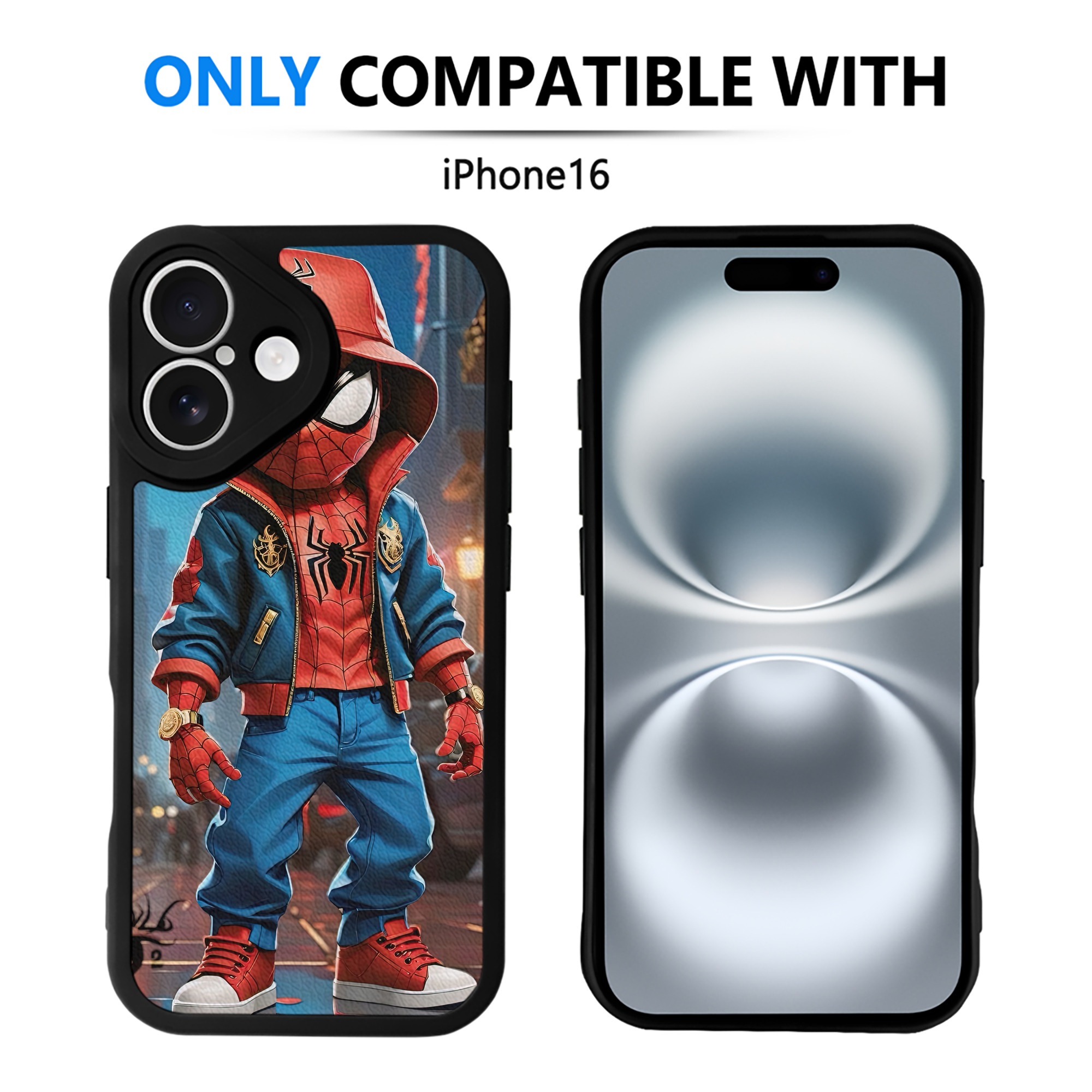 （画像用） Spider Man スパイダーマン 【iPhone 16シリーズ対応】シリコンスマホケース（レザー調） 材質：シリコン